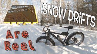 Biking Through Snow Drifts at Tioga  Fat Biking in Cohasset MN