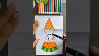 + Paper Folding surprise drawing  Cute Paper Diy craft @ArasEasyArt #watermelon #carrot #diy