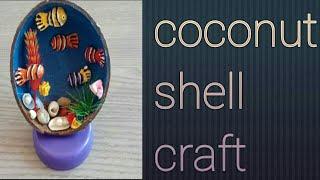 Coconut shell craft ideafish making with pista shells