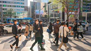 4K HDR Saturday Afternoon Walk in Gangnam Streets Seoul Tour Korea