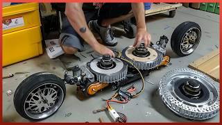 Человек строит мощный электрический скутер на толстых шинах  DIY Project by @hennybutabi