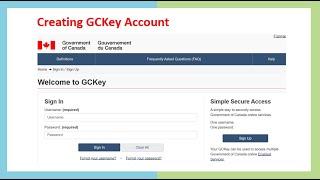 Creating GCKey Account Canada Application