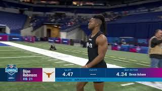 Bijan Robinson runs the 40-yard dash at the 2023 NFL Scouting Combine