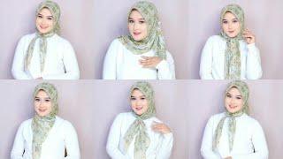 #10 STYLE HIJAB SEGI EMPAT MOTIF PREMIUM SIMPLE PESTA KONDANGAN  HIJAB KEKINIAN