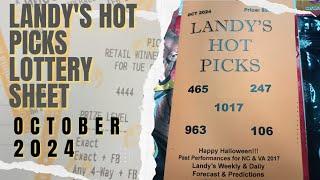 Landys Hot Picks  October 24 Lottery Suggestions Sheet