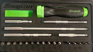 Snap on’s 44 piece ratchetin screwdriver set in green