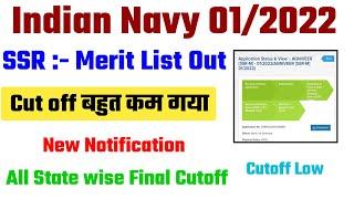 Indian Navy MR SSR Final Merit List Out 2022  Navy SSR Cutoff State wise Out must watch