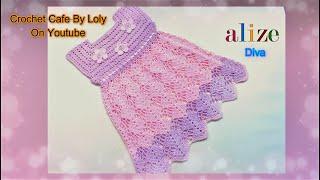 كروشيه فستان طفلة صيفي او بلوزة بأى مقاس Crochet Cafe By Loly