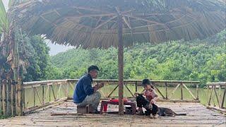 Heavy rain. Complete the bamboo hut enjoy grilled spring rolls with Ngoc Han