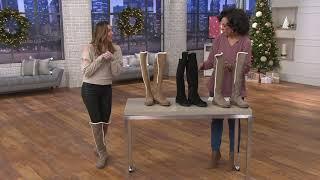 Sole Society Tall Shaft Suede Boots w Faux Fur Trim - Juno on QVC