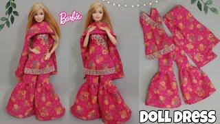 Making beautiful doll dress Sharara suit for Barbie doll Doll dressA-Doll designer️