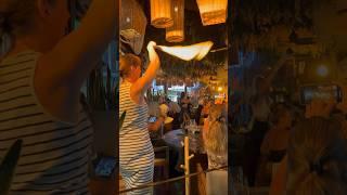 This is how they celebrate in Greek restaurants Playa del Carmen  #greek #fiesta #restaurant