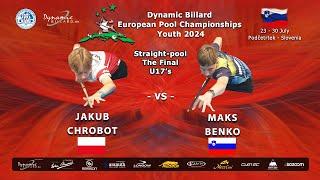 Day 2 Youth U17s Straight-pool Final Dynamic Billard European Pool Championships Youth 2024.