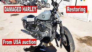 CRASHED new HARLEY DAVIDSON 2023 from COPART AUCTION.  Buying and Restoring. From USA to Europe