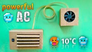 How to make powerful mini AC at home  double cooling power  diy cardboard ac