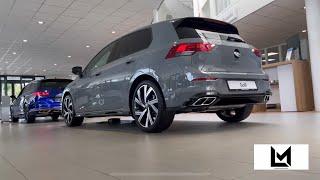 Volkswagen NEW Golf  R-Line 2023 in 4K Moonstone Grey 18 inch Bergamo walk around & detail inside