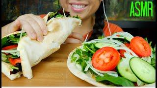 ASMR HUGE PITA SALAD WRAP chimichurri RANCH+recipe 먹방 No Talking suellASMR