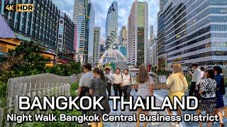  4K HDR  Friday Night Walk 2023  Bangkok Central Business District Thailand