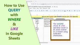 Google Sheets  QUERY  Function  WHERE  LIKE  Wildcard  Match  Example  Spreadsheet Tutorial