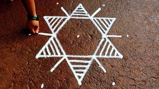 Aani madham traditional star kolam5*3 easy pandaga mugguluSuper rangoliBeautiful rangoli