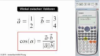 Winkel zwischen zwei Vektoren berechnen mit Taschenrechner
