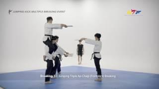 Jumping Triple Ap Chagi Front Kick Breaking