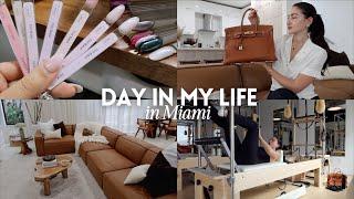 Day in my life in Miami  Hermès Birkin unboxing reformer pilates nail appointment our new couch