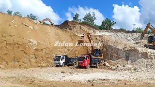 Dump truck muat tanah untuk timbunan jalan baru bypass sirkuit mandalika lombok