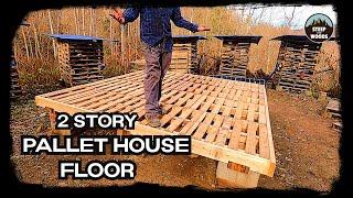 Building a Floor with Pallet Wood -Tiny Pallet House in the woods