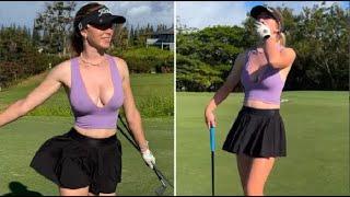 Grace Charis stuns in skintight lilac crop top for slow-mo video on golf course #g9gc4f