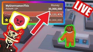 Grinding to become RICHEST JAILBREAK PLAYER  Roblox Jailbreak Live