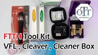 Optrotech FTTH Tool Kit All Items Quick Review - Fiber Cleaver OTT30 OTT99 - Smart Cleaner pen - VFL