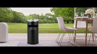 BEAMNOVA Outdoor Trash Can with Lid Black Commercial Garbage Enclosure Stainless Steel Yard