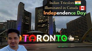 Indian Flag on Niagara Falls  CN Tower-Toronto  Independence Day  Canada Vlog 17