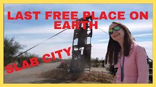 NOMADLAND SLAB CITY LAST FREE PLACE ON EARTH. ERECTING A CLASS A RV AT SPACE PORT 42. REAL VANLIFE.