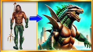 Super Heroes transformed in to a Super Godzilla