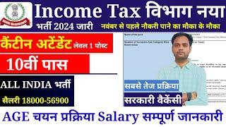 Income Tax Department Group C Vacancy 2024  Income Tax Department Canteen attendant vacancy 2024