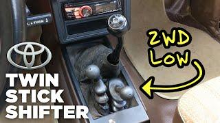 What is a twin stick shifter and how does it work on a Toyota 4wd transfer case