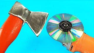 How to Sharpen an AX in 10 Seconds  Brilliant Idea with a Compact Disc