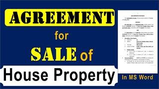 Draft Agreement Contract for Sale and Purchase of House property  contract for selling a house