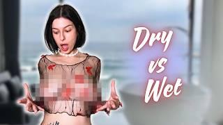 Wow Dry vs Wet  Fully TRANSPARENT Black Top  Try On with Vladochka