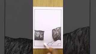  Charcoal pencil sketch  Pencil shading video  Waterfall scenery sketch with pencil