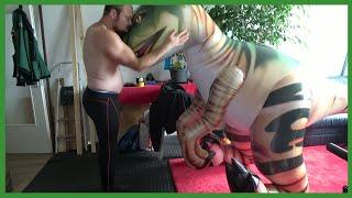 Riding on inflatable Raptor