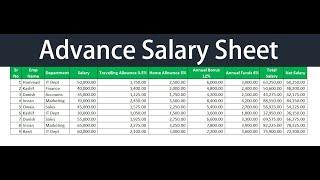 How to Make Advance Salary Sheet in Excel  Advanced Excel