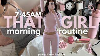 745AM that girl uni morning routine ⭐️  workout coffee skincare makeup