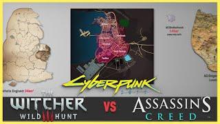 Cyberpunk 2077 Ps5 Map SIZE vs Witcher 3 & AC