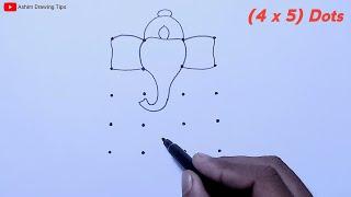 Lord ganesha drawing  4x5 dots lord ganesh drawing  Lord ganesh drawing easy  ganpati drawing