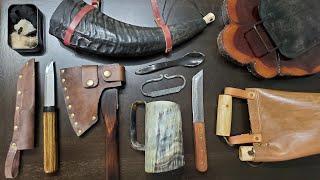 12 Best Bushcraft Projects  Cheap Easy & AWESOME - Waterskin Griddle Mug Axe Knife