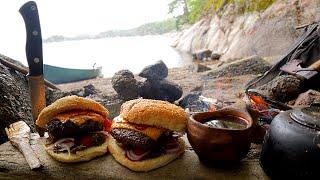 Canoeing & Cheeseburgers  No talking Campfire Cooking - Norway