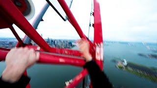 climbing skyscraper crane in strong wind jersey city